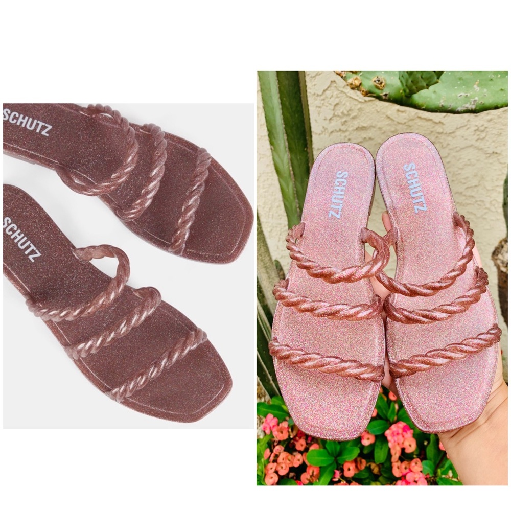 SCHUTZ rose gold glitter Diana Jellies